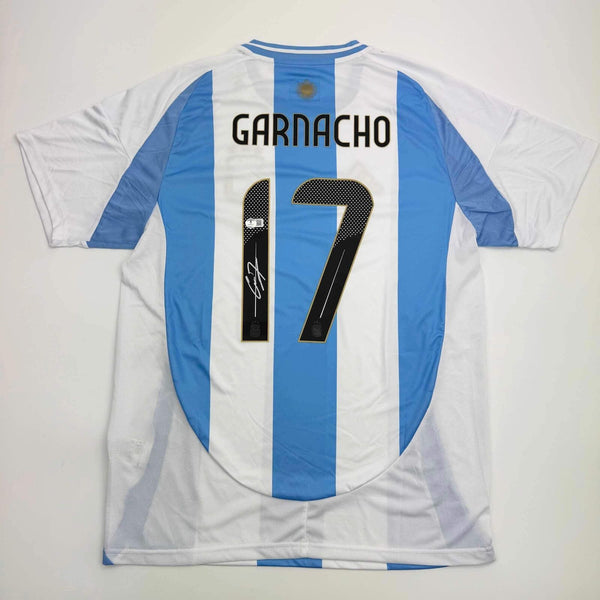 Autographed/Signed Alejandro Garnacho Argentina Blue Jersey Beckett BAS COA #2