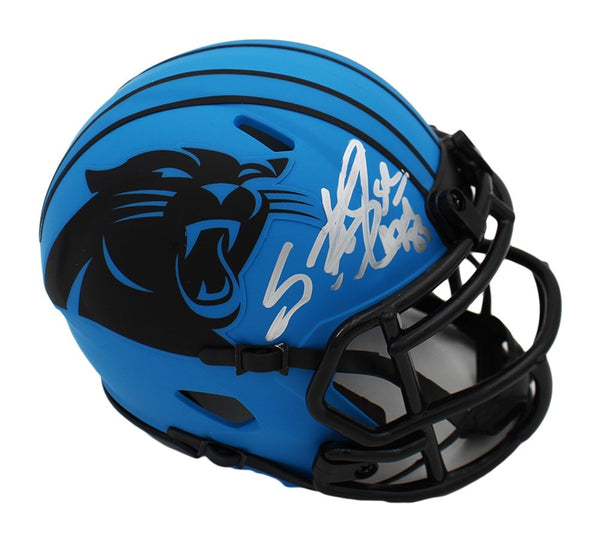 carolina blue football helmets Steve Smith Sr. Signed Carolina Panthers Speed Rave NFL Mini Helmet -A – Super Sports Center