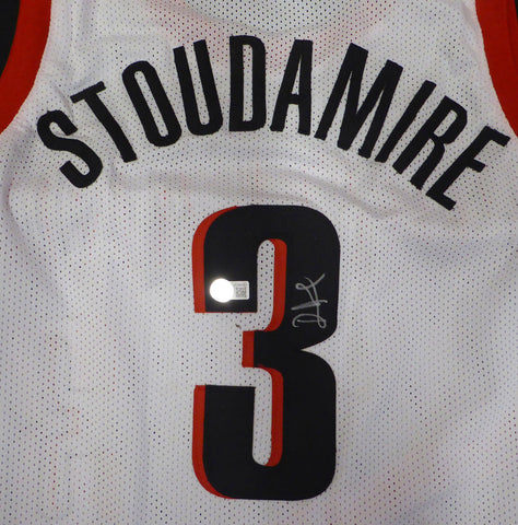 Trail Blazers Damon Stoudamire Autographed White Jersey Beckett QR #WJ66591