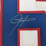 FRAMED Autographed/Signed LAWRENCE TAYLOR 33x42 New York White Jersey JSA COA