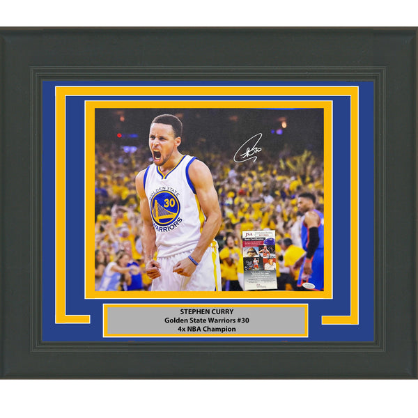 Framed Autographed/Signed Stephen Steph Curry Warriors 16x20 Photo JSA COA #4
