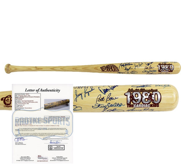 M Schmidt, S Carlton Multi-Signed Philadelphia Phillies 1980's WS Bat - 23 Sigs