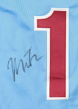 Miles Teller Philadelphia Signed Light Blue Baseball Jersey BAS BT57636