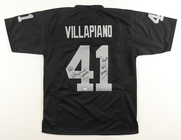 Phil Villapiano Signed Oakland Raiders Jersey Inscribed "SBXI & Just Win Baby"