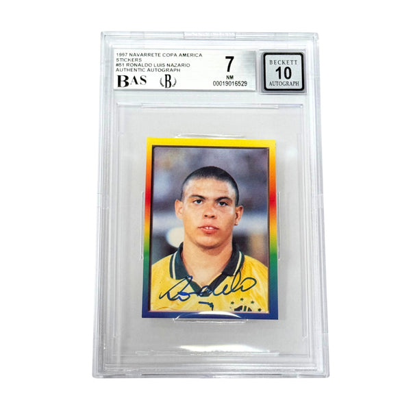 Ronaldo Nazario Signed 1997 Navarrete Copa America #51 Rookie - BGS 7 AUTO 10