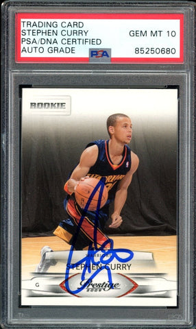 2009-10 Panini Prestige #157 Stephen Curry RC On Card PSA/DNA Auto GEM MINT 10