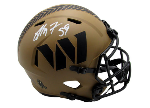 London Fletcher Signed Salute to Service Full Size Replica Helmet Commanders JSA