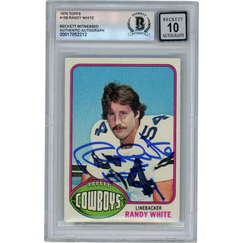 Randy White Autographed 1976 Topps #168 HOF Slabbed Trading Card Beckett 50677
