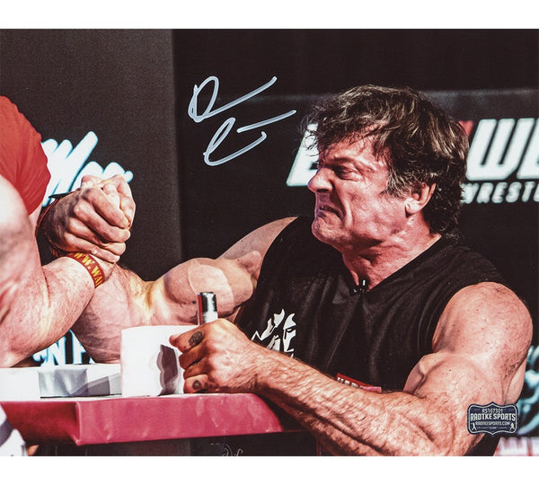 Devon Larratt Signed Unframed 8x10 Horizontal Arm Wrestling Photo - Sleeveless