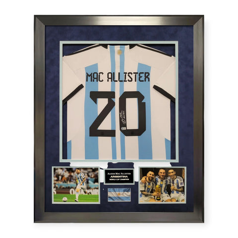 Alexis Mac Allister Argentina Autographed Shirt Framed To 32x40 Beckett COA