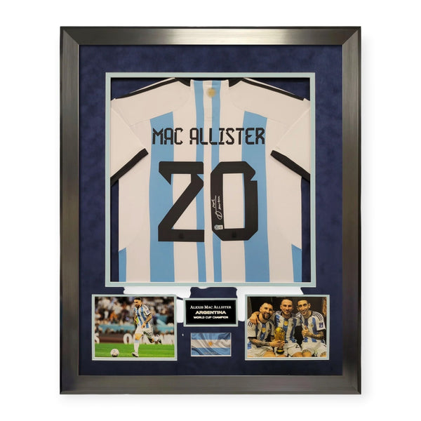 Alexis Mac Allister Argentina Autographed Shirt Framed To 32x40 Beckett COA