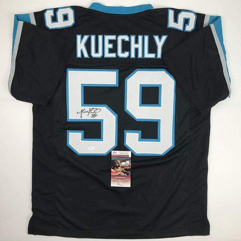 Autographed/Signed Luke Kuechly Carolina Black Football Jersey JSA COA