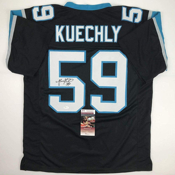 Autographed/Signed Luke Kuechly Carolina Black Football Jersey JSA COA