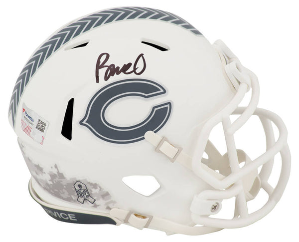 Rome Odunze Signed Bears 2024 SALUTE White Riddell Mini Helmet - (Fanatics COA)