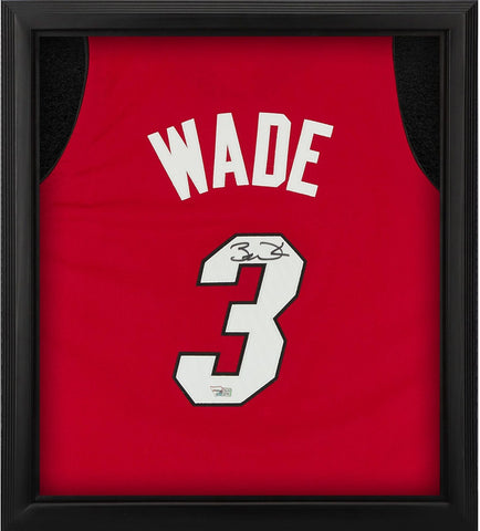 Dwyane Wade Heat FRMD Signed Mitchell & Ness Red Authentic Jersey Shadowbox