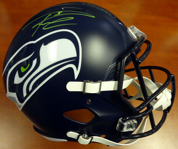RUSSELL WILSON AUTO SEAHAWKS FULL SIZE SPEED HELMET IN GREEN RW HOLO 94105