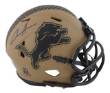 Lions Aidan Hutchinson Signed STS II Mini Helmet W/ Case w/ Black Sig BAS Wit