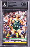 Magic Johnson & Larry Bird Signed 2007 Stadium Club Promos #PP3 Card BAS Slabbed