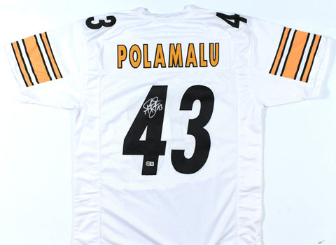 Troy Polamalu Autographed White Pro Style Jersey - Beckett W Hologram *Silver