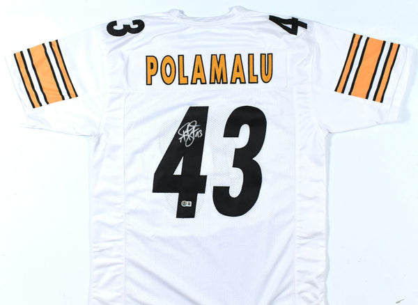 Troy Polamalu Autographed White Pro Style Jersey - Beckett W Hologram *Silver