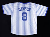 Andre Dawson Signed Chicago Cubs Pinstriped Jersey (JSA Hologram) 1987 NL MVP