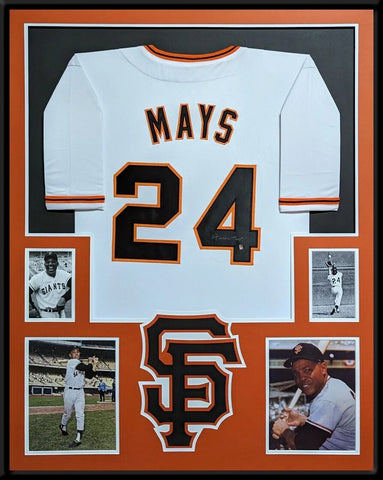 FRAMED SAN FRANCISCO GIANTS WILLIE MAYS AUTOGRAPHED SIGNED JERSEY SAY HEY HOLO