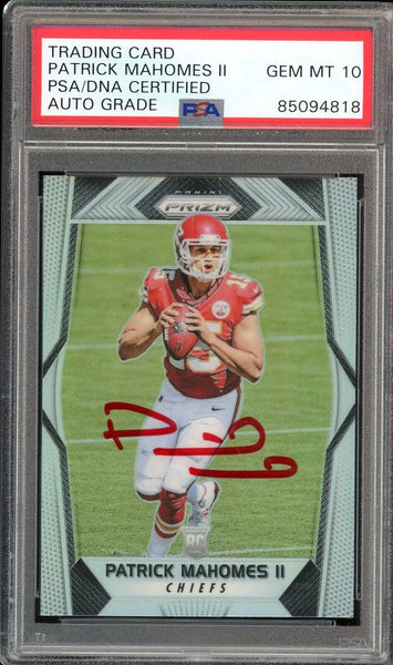 2017 Panini Prizm Silver #269 Patrick Mahomes RC Red PSA/DNA Auto GEM MINT 10
