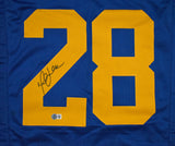 Marshall Faulk Autographed Blue Yellow Pro Style Jersey - Beckett W Hologram