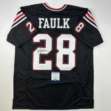 Autographed/Signed Marshall Faulk San Diego State Black Jersey Beckett BAS COA