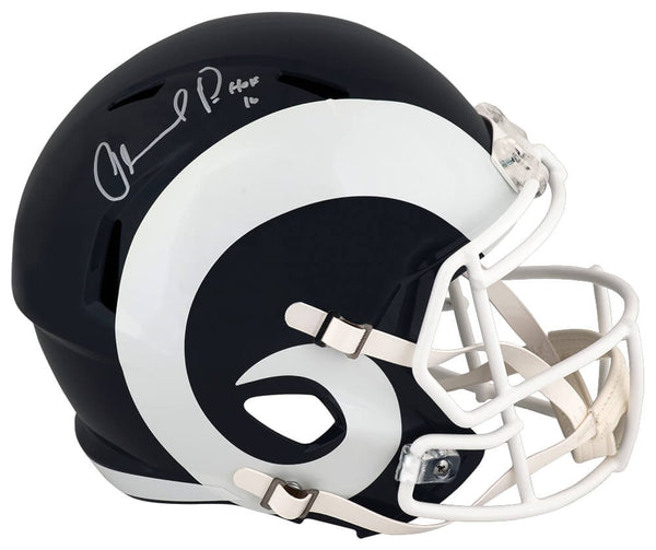 Orlando Pace Signed Rams T/B White Horn Riddell F/S Rep Helmet w/HOF Orlando Pace Signed Rams T/B White Horn Riddell F/S Rep Helmet w/HOF