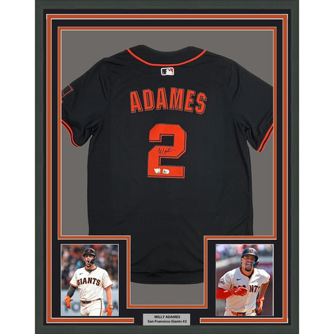 Framed Autographed/Signed Willy Adames 35x39 Giants Blk Jersey Fanatics COA