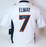 John Elway Autographed Denver Broncos Nike White Medium Jersey Beckett COA
