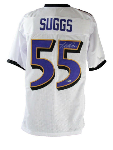 Terrell Suggs Autographed White Custom Jersey Baltimore Ravens Beckett