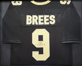 NEW ORLEANS SAINTS DREW BREES AUTOGRAPHED FRAMED BLACK JERSEY BECKETT BAS 200918