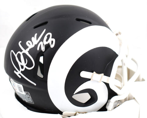 Marshall Faulk Autographed Rams Flat Black Speed Mini Helmet-Beckett W Hologram