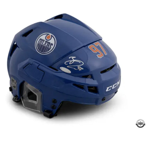 Connor McDavid Autographed CCM Edmonton Oilers Authentic Helmet UDA