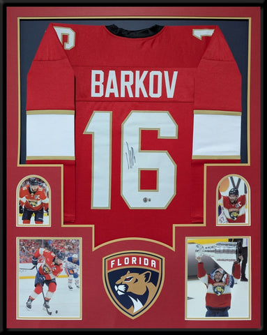 FRAMED FLORIDA PANTHERS ALEKSANDER BARKOV AUTOGRAPHED SIGNED JERSEY BECKETT