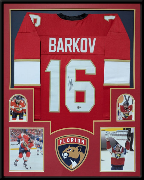 FRAMED FLORIDA PANTHERS ALEKSANDER BARKOV AUTOGRAPHED SIGNED JERSEY BECKETT
