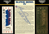 Len Dawson Autographed Kansas City Chiefs 22kt Gold Ticket Stat Card JSA 55995