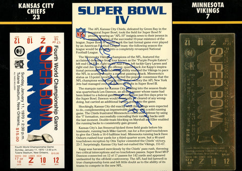 Len Dawson Autographed Kansas City Chiefs 22kt Gold Ticket Stat Card JSA 55995