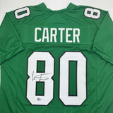Autographed/Signed Cris Carter Philadelphia Kelly Green Football Jersey BAS COA