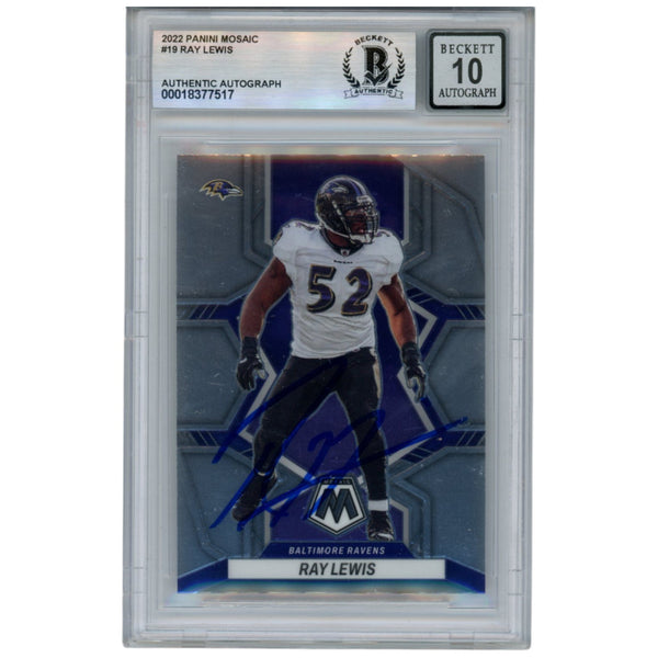 Ray Lewis Autographed/Signed 2022 Mosiac #19 Trading Card Beckett 52919