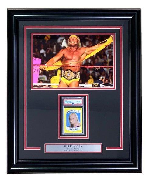 Hulk Hogan Signed Framed RP 1982 Wrestling All Stars Rookie Card #2 PSA Auto 10
