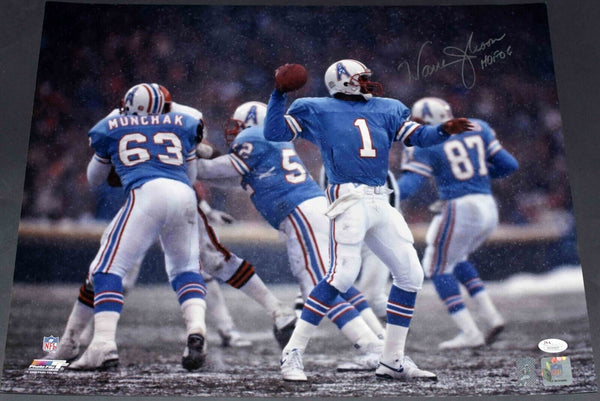 WARREN MOON SIGNED AUTOGRAPHED HOUSTON OILERS 16x20 PHOTO JSA