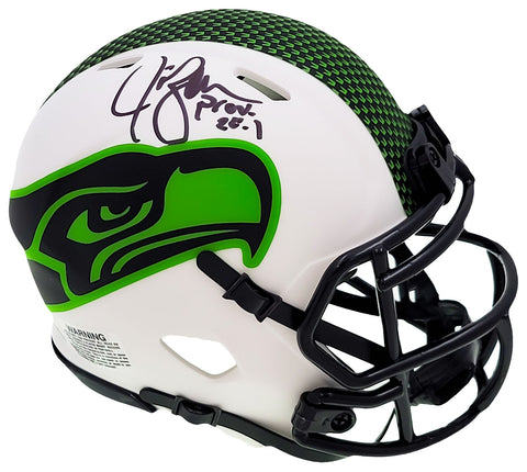 JIM ZORN AUTOGRAPHED SEAHAWKS LUNAR ECLIPSE WHITE SPEED MINI HELMET MCS 211075
