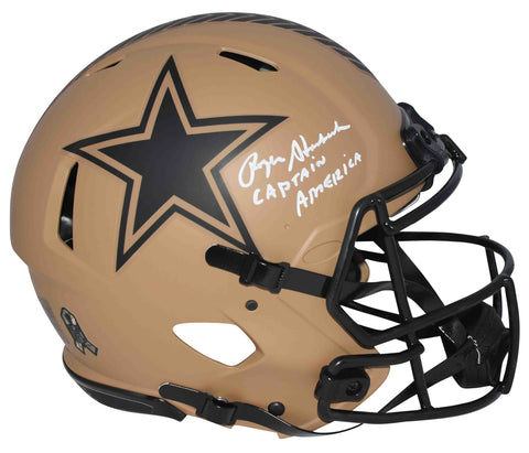 ROGER STAUBACH SIGNED DALLAS COWBOYS SALUTE TO SERVICE AUTHENTIC HELMET BECKETT