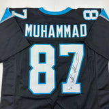 Autographed/Signed Muhsin Muhammad Carolina Black Jersey Beckett BAS COA