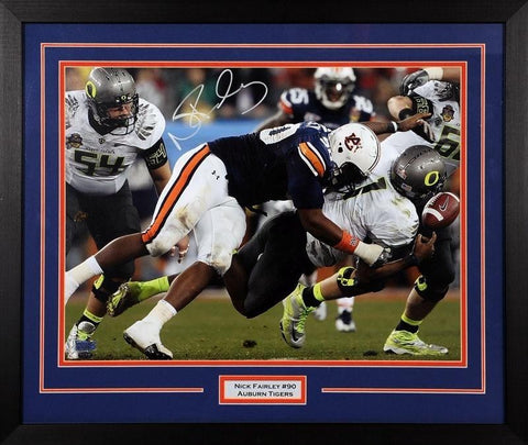 NICK FAIRLEY AUTOGRAPHED AUBURN TIGERS BCS SACK 16x20 FRAMED PHOTO COA