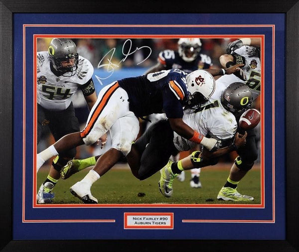 NICK FAIRLEY AUTOGRAPHED AUBURN TIGERS BCS SACK 16x20 FRAMED PHOTO COA