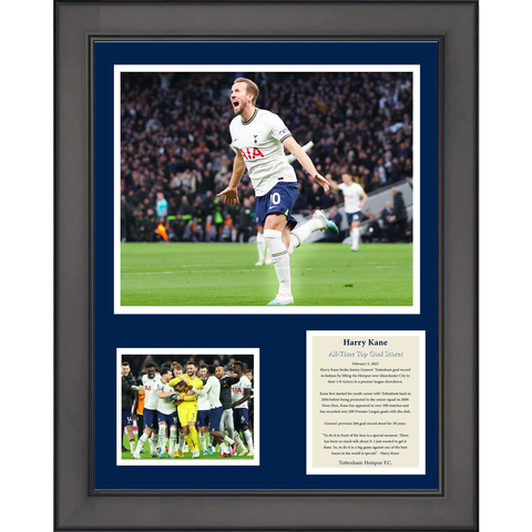 Framed Harry Kane Goal Record Tottenham Hotspur F.C. Soccer Futbol 12"x15" Photo